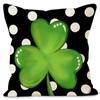 Calle. Funda de almohada navideña de San Patricio con estampado de gorro de lino y trébol de lunares polares, funda de cojín con borde cruzado