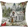 Juego de Fundas de Almohada Transfronterizas para Navidad Europea y Americana, Funda para Cojín de Sofá de Sala de Estar, Funda para Almohada de Cintura con Reno Papá Noel Árbol, Suministro de Fábrica