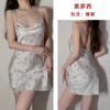 Zi Fun Nuevo ins Camisón Estampado Sexy Espalda Descubierta Tirantes Seda de Hielo Puro Deseo Pijama para Mujer Verano 6203