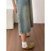 Shorts de Mezclilla Cortos Rasgados Talla Grande para Mujer, Estilo Veraniego Delgado, Corte Holgado para Figuras Curvilíneas, Cintura Alta, Pierna Ancha Recta, de Largo Medio