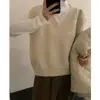 Chaleco de punto con cuello en V para mujer, nuevo estilo otoño/invierno, corte holgado y relajado, perfecto para superponer, se puede usar como prenda exterior o como suéter de capa base