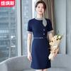 Vestido elegante de cuello alto y manga corta para mujer, estilo coreano, para primavera y verano, nuevo uniforme de azafata de recepción del departamento de ventas, ropa de trabajo