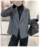 Casaco de cashmere dupla face para mulheres, estilo Hepburn, comprimento curto para baixinhas, casaco de lã pura com gola de alfaiataria, elegante e de corte solto