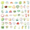 200 Adesivos Transparente Pet Material Artesanal Flores da Floresta Frutas Cogumelos Estilo Ins Decorativo Copo d'Água Adesivo de Geladeira Lote