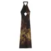 Al por mayor Verano 2026 Nuevo Vestido de Mujer de Longitud Media Estampado con Cuello Halter Estilo Europeo y Americano Color de la Imagen 2877