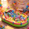 Castelo inflável infantil para ambientes internos e externos, cama elástica grande, escorrega, barraca externa, parque de diversões, castelo travesso