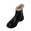 Botines cortos nuevos de tamaño pequeño 2026 con cremallera lateral, versátiles zapatos cálidos de algodón para otoño e invierno, botas estilo Martin de suela gruesa para mujer