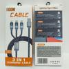 Cable de datos trenzado de un a tres colores en caja con pantalla digital, cable de carga en codo para embalaje, caja blíster, cordón para teléfono móvil, caja de alambre perforado