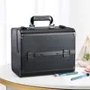 Caja de Maquillaje Aleación de Aluminio Portátil de Mano Multicapa Caja de Almacenamiento de Cosméticos Gran Capacidad con Cerradura Caja de Herramientas para Uñas