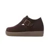 Sapatos Birkenstock Femininos com Aumento de Altura de 7cm para Tamanhos Pequenos, Sapatos Birkenstock de Salto Alto com Solado Grosso, Novos Sapatos de Couro Genuíno de Cobertura Total Outono 2025