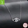 Yinziyun Original Color D 50 Puntos Moissanita Ojo del Diablo Collar Plata S925 Exquisita Cadena Clavicular Ojo Brillante