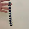 Estilo Palacio Retro Francés Cadena de Clavícula Corazón de Pedrería Azul Súper Brillante Moda de Lujo Accesible Elegante Elegante Collar de Gama Alta