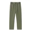 Calça de moletom masculina de algodão lavado com efeito desgastado, calça casual, peso de 330 gramas, confortável ao toque, absorvente de umidade, respirável, cor sólida, versátil