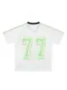 Camiseta deportiva de manga corta con cuello en V, estampado de dibujos animados lindo, marca moderna estilo americano para mujer, top fino de verano de secado rápido