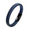 E-commerce Transfronteiriço Mais Vendido Pulseira Simples de Corda de Couro e Aço Titânio Atacado Pulseira de Couro Masculina