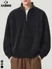Muxi Roupa Estilo Old Money Retrô Tendência Versátil Meio Zíper Casual Moletom Solto Elástico Manga Longa Top Masculino