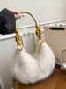 Bolsa Pelúcia com Contas Nova Outono/Inverno 2026 Bolsa Pequena de Pelúcia Bolsa de Ombro Único Bolsinha de Axila Bolsa de Mão Casual Simples