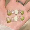 Estilo Coreano Gradiente de Primavera Olho de Gato Curto Pura Feito à Mão Unhas Usáveis Alto Padrão Clareamento Manicure Exquisita Adesivos de Unhas Postiças