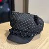 Novo Chapéu Octogonal Retrô Estilo Britânico para Meninas Outono Inverno Boina de Bolinhas Cor Lisa Versátil Faz o Rosto Parecer Menor Boina de Jovem