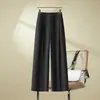 Pantalones de Moda de Otoño de Tiro Alto de Pierna Ancha para Mujer, Sueltos y Adelgazantes, Pantalones Casuales con Caída, Pantalones Simples para Traje de Oficina