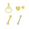 E-commerce transfronterizo caliente acero inoxidable lengua uña juego de 4 piezas incrustado circón anillo de lengua bola de diamante de arcilla suave traje de decoración de lengua