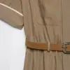 Moda europea y americana transfronteriza para mujer, popular en AliExpress, elegante vestido midi con cinturón y detalles de color contrastante