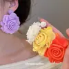 Pendientes de Flor de Gasa de Rafia con Aguja de Acero, Pendientes Dulces y de Nicho Estilo Vacaciones en la Costa, Pendientes de Lujo Ligero y de Gama Alta para Mujer