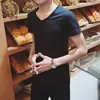 Camiseta Masculina de Manga Curta Estilo Coreano Gola Redonda Slim Cor Camisa Básica Masculina Meia Manga Tendência Fabricante Atacado Estilo Curto