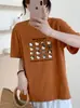 Camiseta de Algodão com Floco de Neve, Gola Redonda, Corte Justo, Mangas Curtas Versáteis, Segunda Remessa de Verão, Em Estoque para Atacado, Vendas de Alto Volume na Loja Física