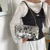 Bolso Bandolera con Cadena para Mujer 2026 Nuevo Bolso de Mano con Lentejuelas Bolso de Hombro Cuadrado Pequeño con Textura de Nicho de Moda