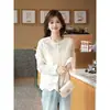 Blusa de Encaje Estilo Francés para Mujer 2025 Verano Nueva Estilo Coreano Diseño de Blusa Ajustada y Elegante Top de Manga Larga