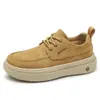Tênis Casuais Masculinos de Primavera e Outono Novos Couro Respirável Solado Plano Moda Tendência Sapatos Esportivos de Solado Grosso Bico Largo Sapatos Masculinos