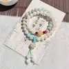 Pulseira de Contas Plásticas Roxo Ameixa com Duplo Círculo para Homens e Mulheres, Estilo Chinês Versátil Contas de Oração de Mão e Pulseira Colecionável