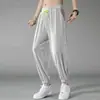 Pantalones Casuales de Seda de Hielo de Talla Grande para Hombre, Pantalones de Verano Holgados de Secado Rápido para Aire Acondicionado, Pantalones Largos Deportivos Jogger de Malla Fina Transpirable