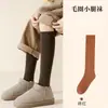 Meias Femininas de Terry para Panturrilha Cor Lisa Meias de Toalha Outono e Inverno Meias para Dormir Cinza Meias Altas Meias Quentes Engrossadas