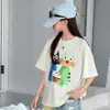 Conjunto Casual para Niñas con Estampado de Gatos de Manga Corta 2026 Nuevo Estilo de Moda para Niñas Mayores y Estudiantes de Secundaria Top de Cuello Redondo y Pantalones