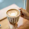 Taza de Café Artesanal Estilo Americano con Cuchara, Taza de Cerámica de Alta Estética, Hermosa Taza Grande de Boca Ancha para el Hogar