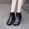 Botines retro de piel suave para mujer, nueva colección otoño/invierno 2026, cómodos y elegantes botines de piel con suela suave y antideslizante, perfectos para mamás