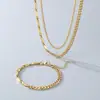 Conjunto de Collar Cubano Empalmado con Cadena de Semilla de Melón de Acero Inoxidable, Moderno y Único, para Hombres y Mujeres, Conjunto de Pulseras Estilo Ins, Joyería de Acero de Titanio