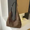 Bolso tote casual de gran capacidad de comercio exterior para mujer, estilo retro de moda, elegante bolso tote con estampado de leopardo, bolso de hombro, moderno