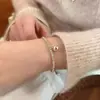 Pulsera de perlas de plata de ley S925 para mujer, pulsera simple y linda con un diseño delicado y lindo, accesorio de joyería de alta gama