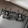 Moda 2025 Joias Transfronteiriças Europeias e Americanas Cheias de Diamantes Brincos Pretos de Halloween Liga de Metal Diamante Brincos de Aranha Escuros