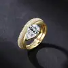 Anel de moissanita estilo luxo leve europeu e americano transfronteiriço, anel de casamento feminino, anel de noivado feminino em prata de lei S925