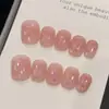[Diseño original de Ling Luo] Uñas postizas de estilo francés en color rosa nude con diseño de estrellas, suaves y dulces, sencillas y hechas a mano, disponibles para venta al por mayor