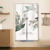 Cortina de puerta de estilo coreano sin perforaciones, de algodón y lino, con plantas verdes, para el hogar, probador, dormitorio, baño, divisoria, media cortina de tela