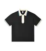 Camisa Polo Casual de Punto Plano Jacquard Color-Block Cuello Suelto Moderna de Manga Corta Estilo Unisex Versátil