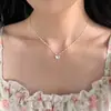 Collar de Mariposa Viento Dulce Hermana Dongdaemun Coreano para Mujer Cadena de Clavícula Joker de Alto Sentido de Moda Colgante de Amor Dulce Venta al por Mayor