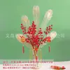 Fortune Fruit Chá de Casa 12 Garfos Fruta Vermelha Pequena Caqui Fruta Azevinho Fruta Romã Flor Artificial Ornamentos de Casamento Fruta de Natal