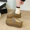 Sandalias sin cordones de suela gruesa que aumentan la altura para mujer, nuevos estilos otoño/invierno, sandalias de caña baja estilo Birkenstock con diseño de punta cerrada