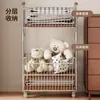 Carrito de bocadillos de pie, móvil, de doble capa para el baño, hecho de hierro forjado, para guardar detergente para ropa y ropa sucia